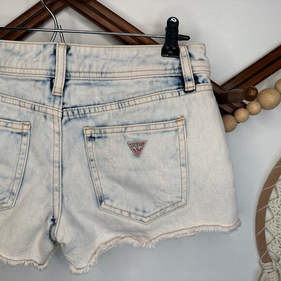 Guess Distressed Acid Wash Distressed Cut Off Shorts - Picture 3 of 5